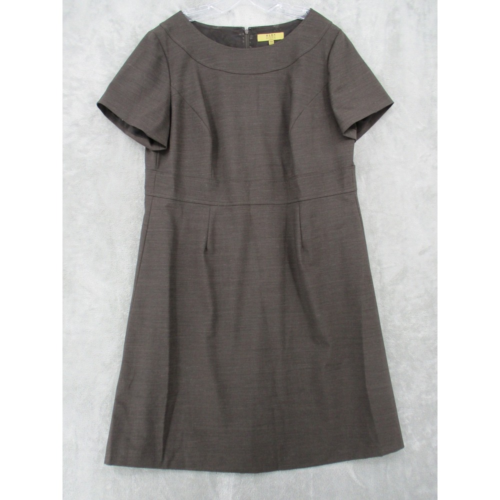 Alex Marie Dress Womens 16W Wool Sheath Office Career Preppy Minimalist Brown